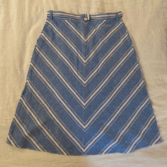 Laundry by Shelli Segal Blue & White Linen-blend Midi skirt, Size L - Picture 4 of 6